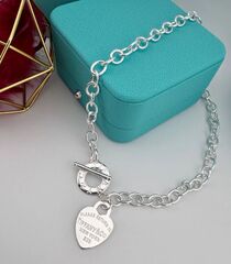 Колье Heart из серебра c подвеской сердце на замке тогл,коллекция RETURN to LOVE