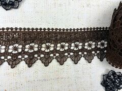 Кружево плетеное, ш. 7,8 см, тёмно-коричневый