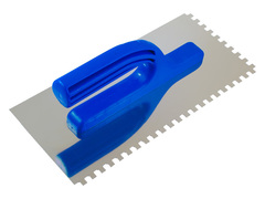 27-1-006 Гладилка зубчатая нержавеющая сталь, пластиковая рукоятка, 130х270мм, зуб 6х6мм (РемоКолор)