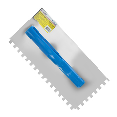 27-1-006 Гладилка зубчатая нержавеющая сталь, пластиковая рукоятка, 130х270мм, зуб 6х6мм (РемоКолор)