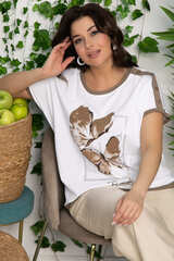 Блуза Валетта (бело-коричневая) Б13405-20М LT Collection