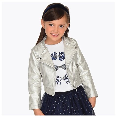 Серебристая короткая куртка из экокожи Mayoral