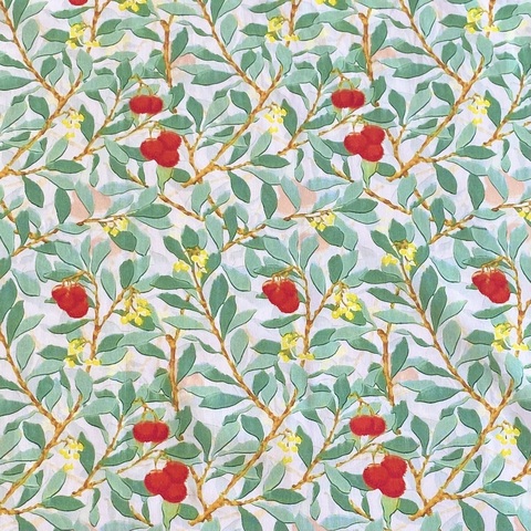 ЯГОДЫ НА СВЕТЛОМ В СТИЛЕ У. МОРРИСА, 100 % хлопок