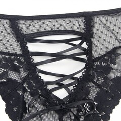 Трусики на высокой посадке Lace Strappy, черные, XS-S