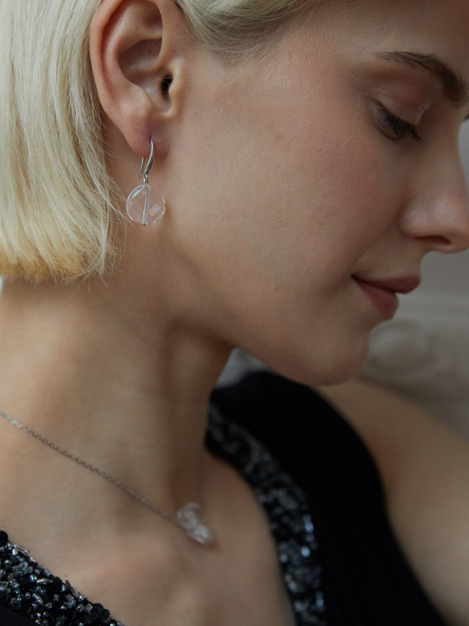 Серебряные серьги с кристаллами Swarovski