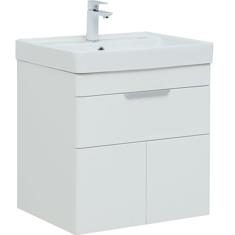 Aquanet 312425 Тумба с раковиной Ирис new 60 подвесная 2 ящ. цв. белый глянец (312425)