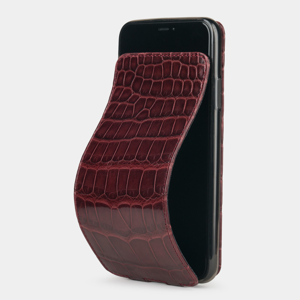 Чехол для iPhone 11 Pro Max из натуральной кожи крокодила, цвета бордовый лак
