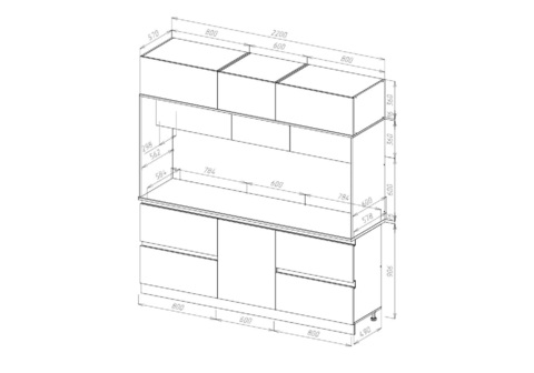Центральная секция Карина 2.2 м сонома / пластер индиго