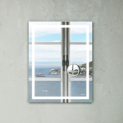 Универсальное зеркало с контурной Led-подсветкой, часами и косметическим зеркалом, 55 см, AM.PM Gem - M91AMOX0553WG