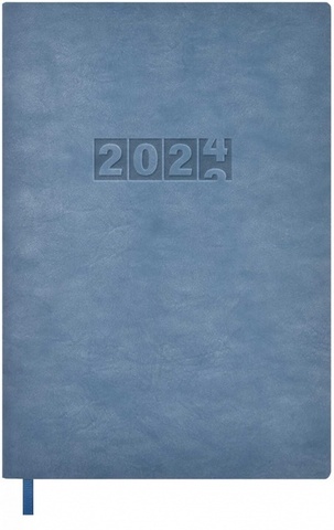 Ежедневник датированный 2024 ESCALADA, А5, 176 л., ТИВОЛИ ГЛОСС СЕРО-ГОЛУБОЙ (кожзам: 146x211 мм, мягкий переплёт, запаянный край, мате 63774