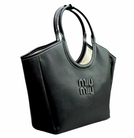 Кожаная средняя сумка Miu Miu Ivy черный