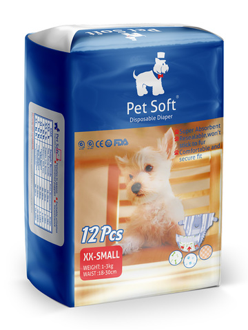 Pet Soft одноразовые впитывающие подгузники для животных (размер XXS) 12 штук