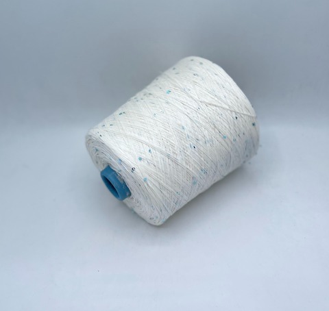 G&G Filati (пр.Италия), art-Lino 500м/100гр, 100%Лен +пайетка(голубая), цвет-Молочный. арт.30395