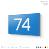 Табличка с номером 74 на дверь квартиры, для офиса, кабинета, аудитории, склада, голубая 120х70 мм, Айдентика Технолоджи