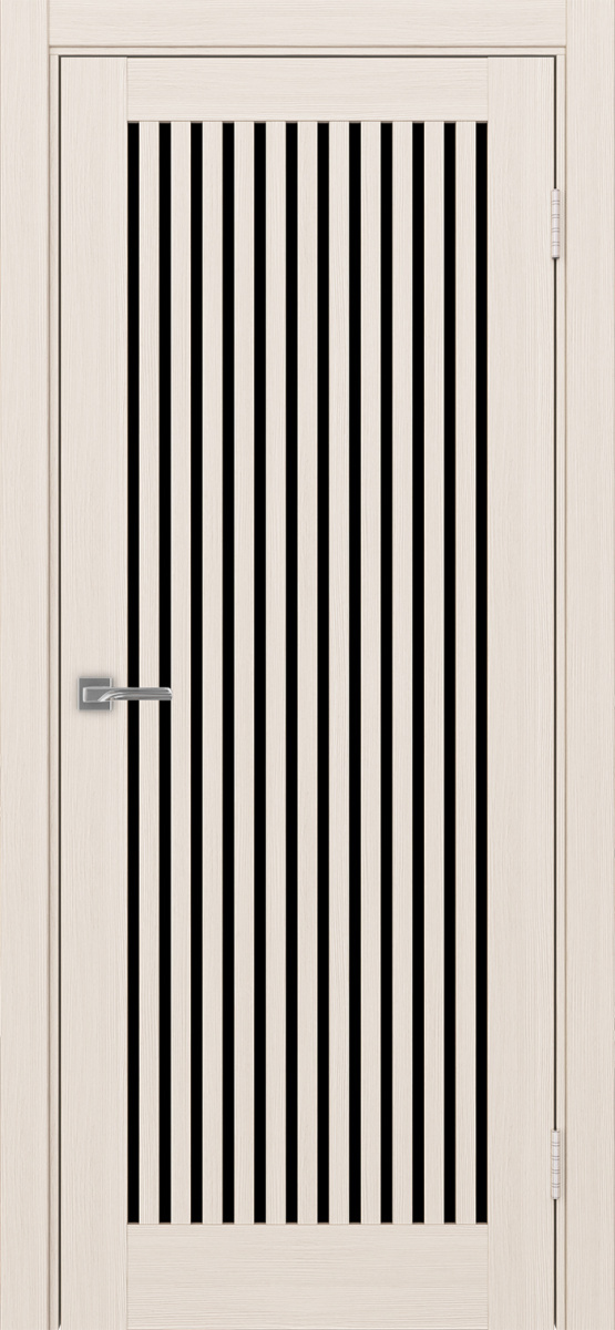 Дверь межкомнатная Оптима Порте Турин 543.2, цвет перламутровый ясень, экошпон, стекло лакобель черное