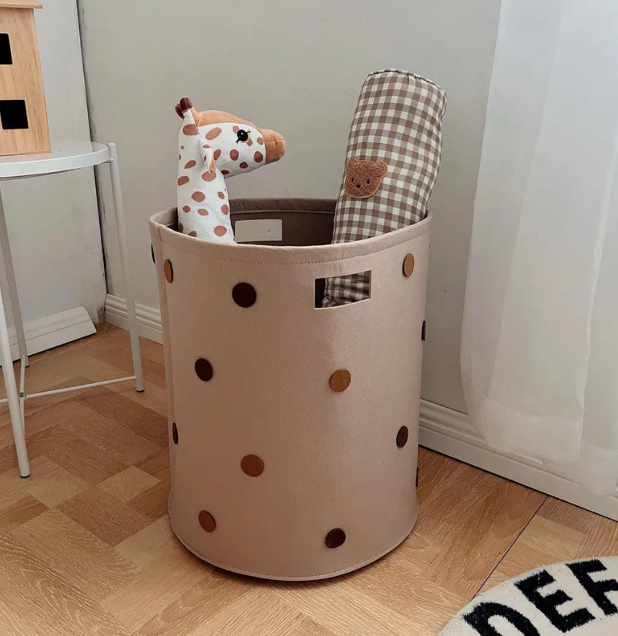 Корзина для игрушек 45х55 Круглая бежевая круги