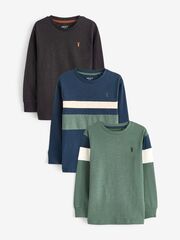 Лонгслив для мальчика Next 683-153, 3 шт., Коричневый, Синий, Зеленый
