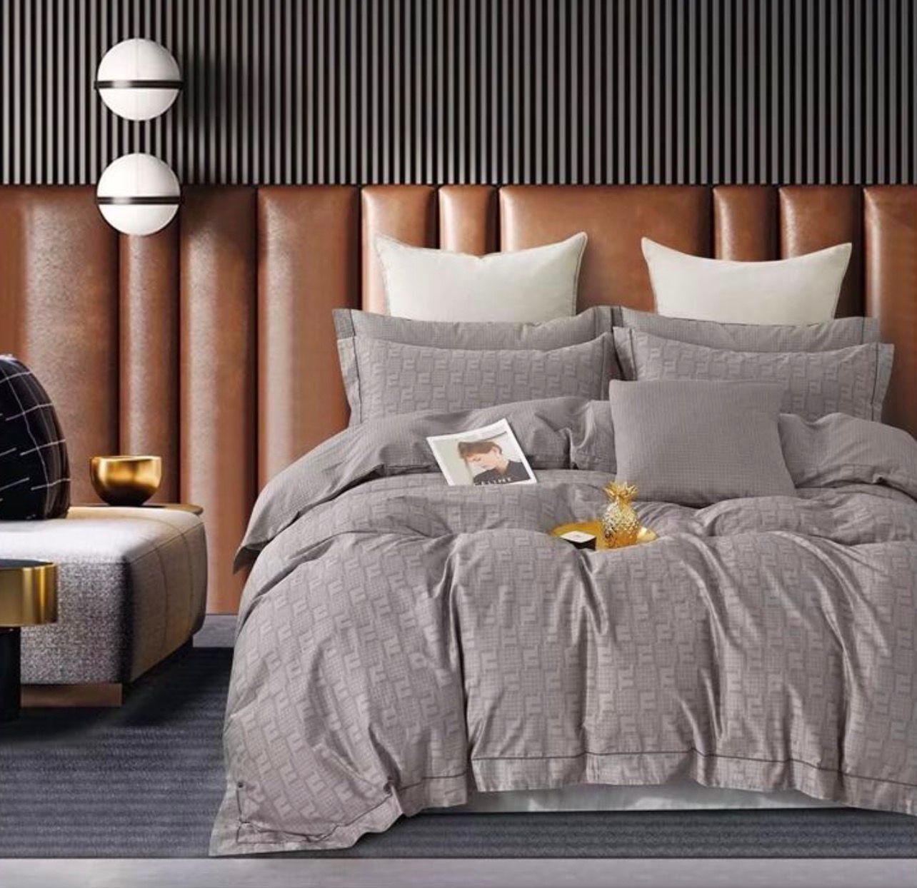 Постельное белье JK Двуспалка ЕВРО Сатин Серый