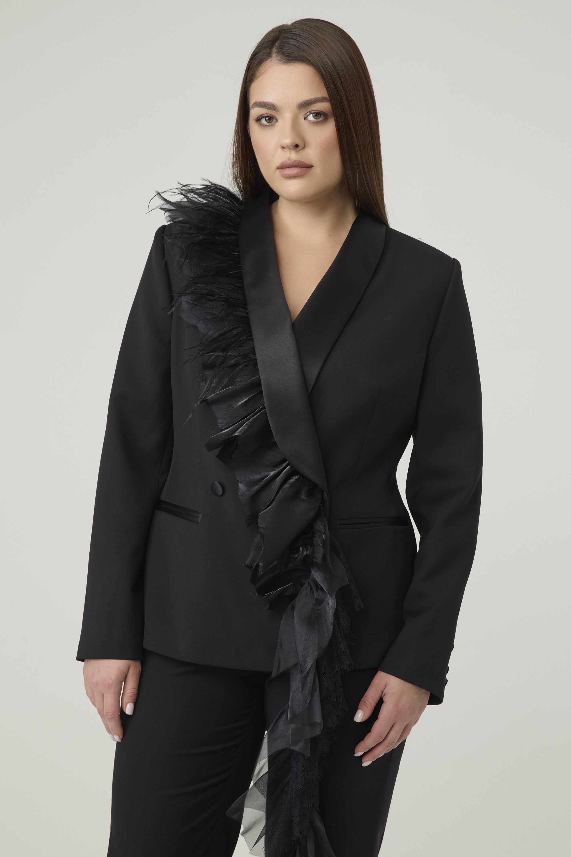 Жакет-смокинг, черный