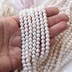 Жемчуг натуральный речной, круглый, 5,5-6,5 мм, 1 нить, Ж007