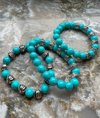 Браслет из бирюзы c посеребренными вставками CHROME HEARTS