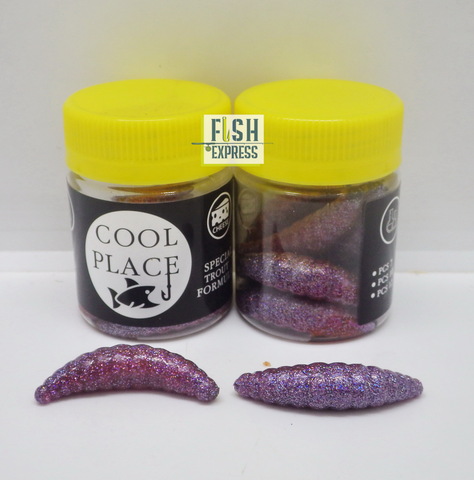 Форелевая силиконовая приманка COOL PLACE MAGGOT 1.6  цвет ФИОЛЕТ С БЛЁСТКАМИ СЫР