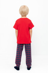 пижама  для мальчика  К 1554/насыщенно-красный,клетка