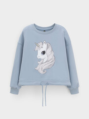 джемпер  для девочки  КР 302827/серо-голубой 1362 к664