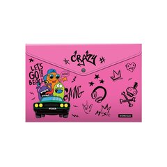 
          Папка-конверт на кнопке, Erich Krause, А4 232х333 мм, 160 мкм, пластик, "Funny Monsters", ассорти, в наборе 4 шт.