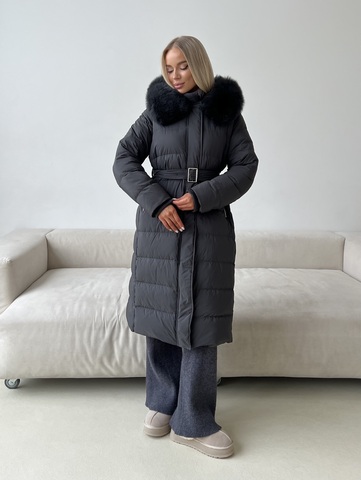 Пуховик Fresh макси графит