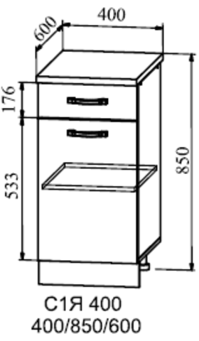 Кухня Манго шкаф нижний (1 ящик) 850*400