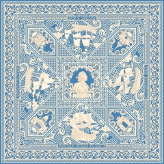 Шаль «Русская резьба по кости», 100% шерсть