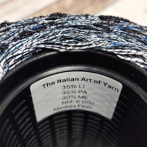 Лен (35%) с люрексом и шишибриками NODINO DI LINO 600 серо-синий с черным