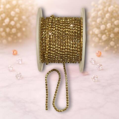 Стразовая лента, 2мм,цвет золото-светлая бронза, 1метр