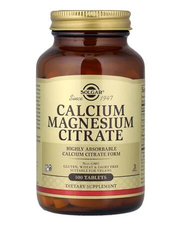 Solgar цитрат кальция и магния, 100 таблеток