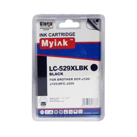 Картридж для Brother MFC-J200, DCP-J100, J105 (LC529XLBK) Black (58ml, Dye) MyInk