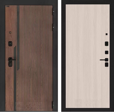 Входная дверь в квартиру Лабиринт Кармина Американский орех с патиной Гладкая Ясень светлый