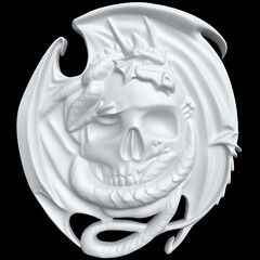 Силиконовый молд Череп с драконом