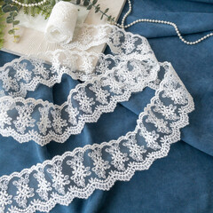Кружево ажурное, белое, ширина 5,5 см, белое, длина 90 см
