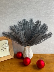 Еловая ветка, еловые лапки, рождественский декор, цвет под серебро, 1 лапка 30 см, набор 20 шт.