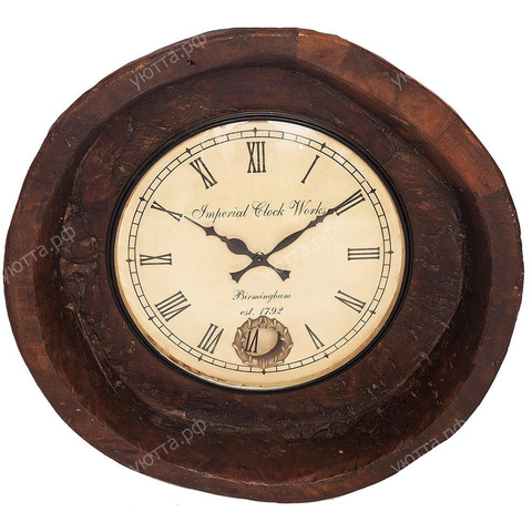 Часы настенные Plate из дерева манго (53*15*53 см) - Коричневый