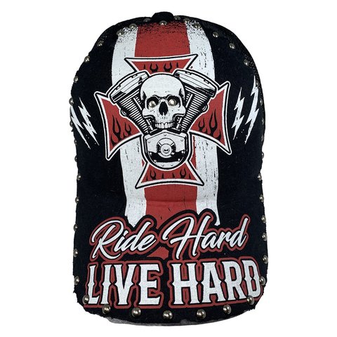 Rush Couture | Бейсболка мужская RIDE HARD LIVE HARD SNAP HAT Black RC163 перед с крестом