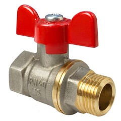 Кран латунный шаровой Valfex.218.NB1 11Б27фт1М, DN 15, PN 40, никелированный, муфта-штуцер, бабочка