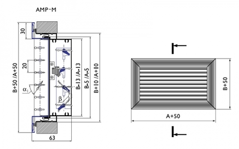 Алюминиевая однорядная решетка Арктос АМР 500x150М