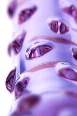 Фиолетовый стеклянный фаллоимитатор с шишечками - 19,5 см. - 