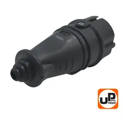Вилка UNITED PARTS 16А, 250В, 2P+E, IP44, Pmax=3.5кВт, корпус черный резиновый (90-0373)