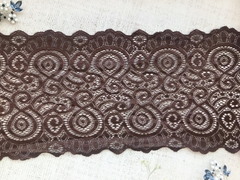 Кружево стрейч, ш. 16 см, тёмно-коричневый