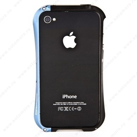 Бампер DRACO алюминиевый для iPhone 4 цвет черный+голубой
