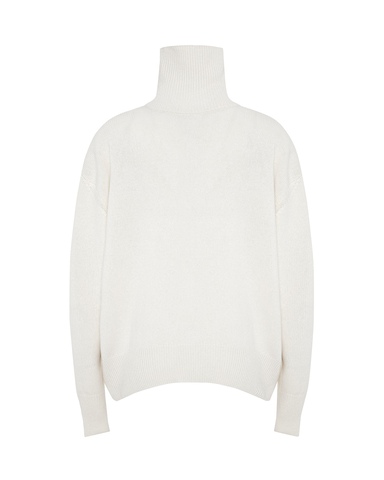 Свитер из смесового кашемира с высоким воротом молочный