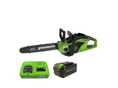 Аккумуляторная цепная пила Greenworks GD40CS15K4, 40v, 35 см, АКБ 4 А·ч и быстрое ЗУ